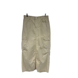 Zara Beige Cargo Maxi Skirt Modest Sporty Hiking Ripstop Gorpcore Womens Small